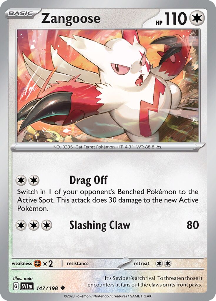 Zangoose 147/198 — Scarlet & Violet (English Pokémon TCG card)