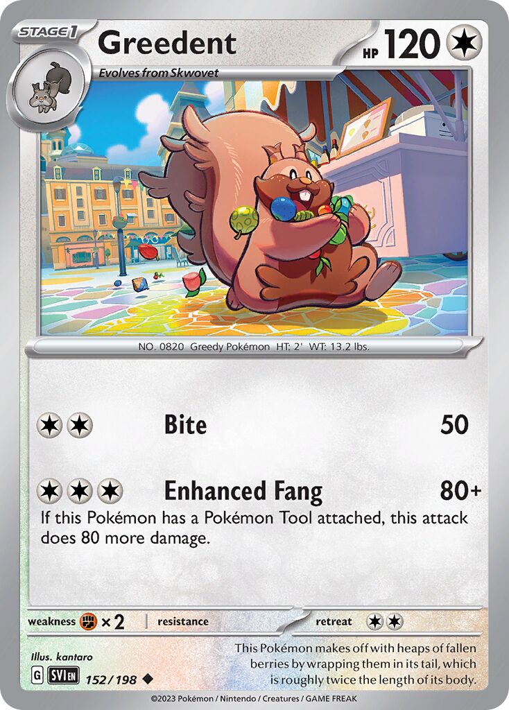 Greedent 152/198 — Scarlet & Violet (English Pokémon TCG card)