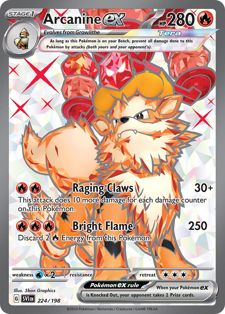 Arcanine ex 224/198 — Scarlet & Violet (English Pokémon TCG card)