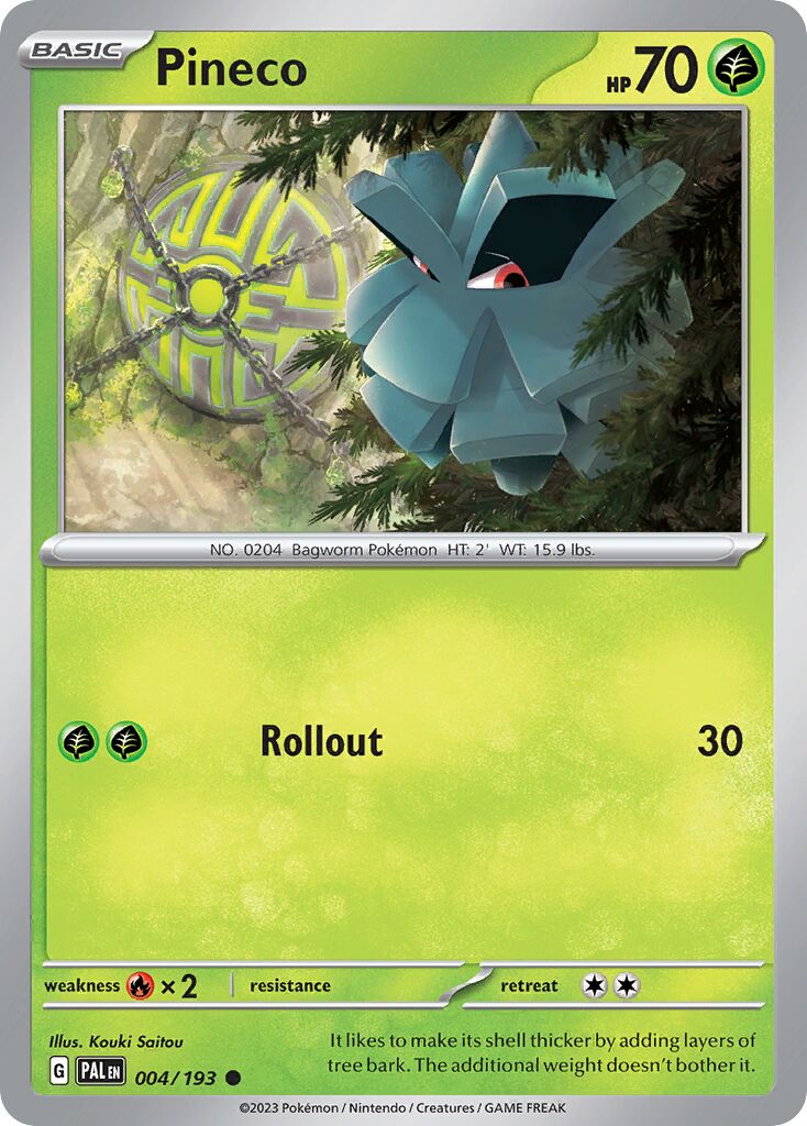 Pineco 004/193 — Paldea Evolved (English Pokémon TCG card)