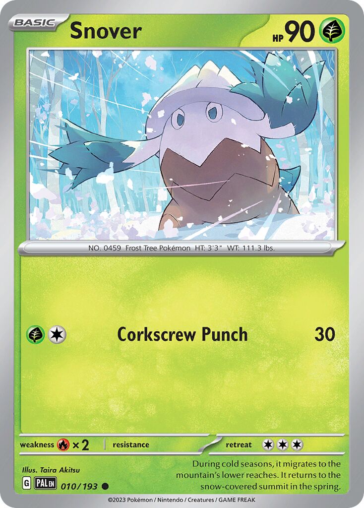 Snover 010/193 — Paldea Evolved (English Pokémon TCG card)