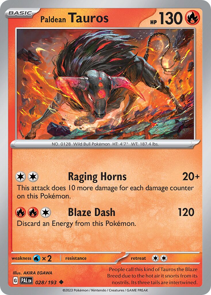 Paldean Tauros 028/193 — Paldea Evolved (English Pokémon TCG card)