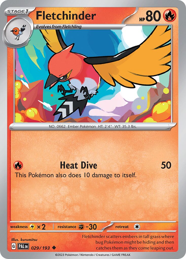 Fletchinder 029/193 — Paldea Evolved (English Pokémon TCG card)