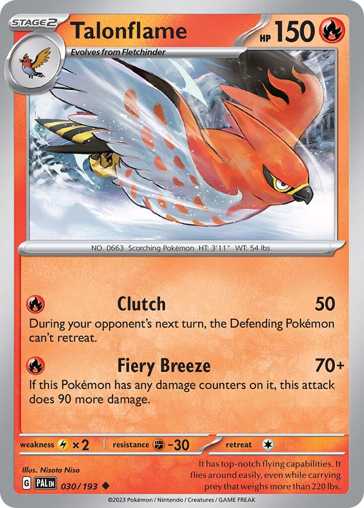 Talonflame 030/193 — Paldea Evolved (English Pokémon TCG card)