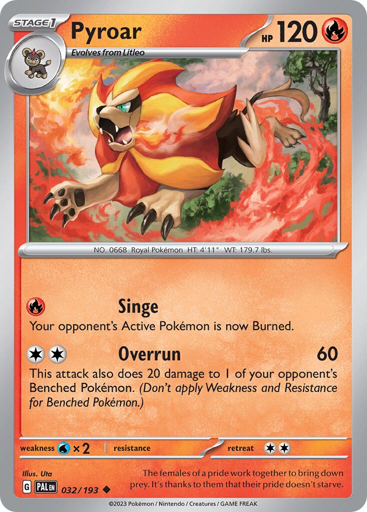 Pyroar 032/193 — Paldea Evolved (English Pokémon TCG card)