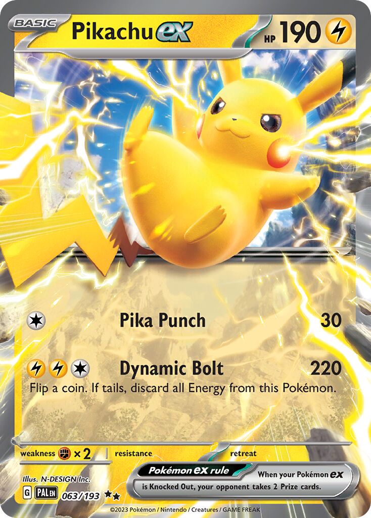 Pikachu ex 063/193 — Paldea Evolved (English Pokémon TCG card)