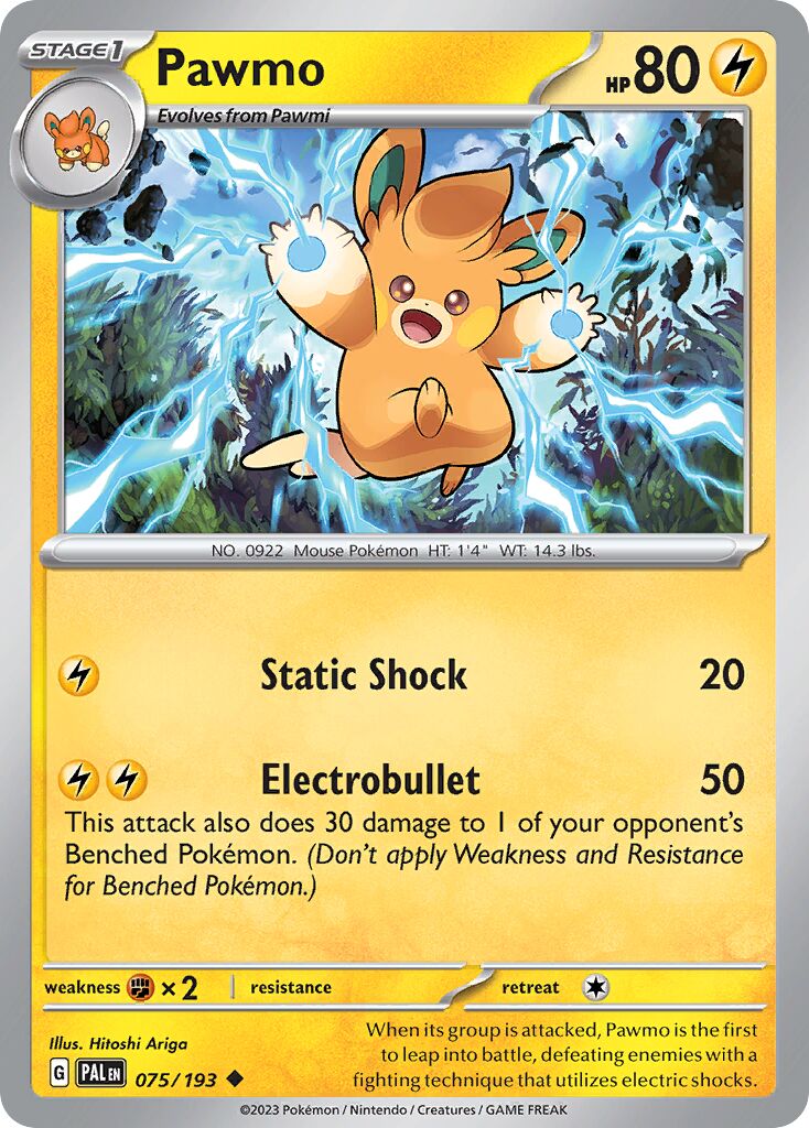 Pawmo 075/193 — Paldea Evolved (English Pokémon TCG card)
