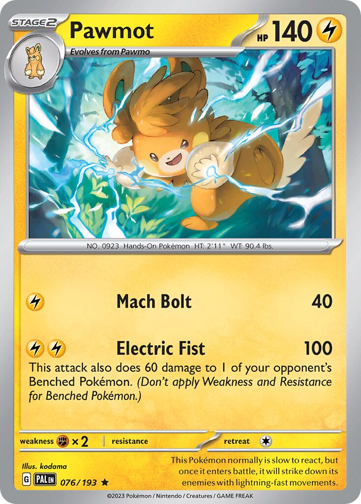 Pawmot 076/193 — Paldea Evolved (English Pokémon TCG card)