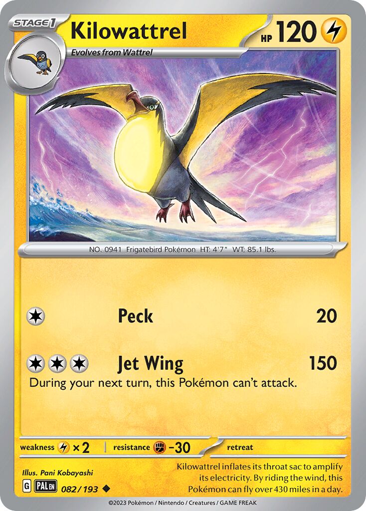 Kilowattrel 082/193 — Paldea Evolved (English Pokémon TCG card)