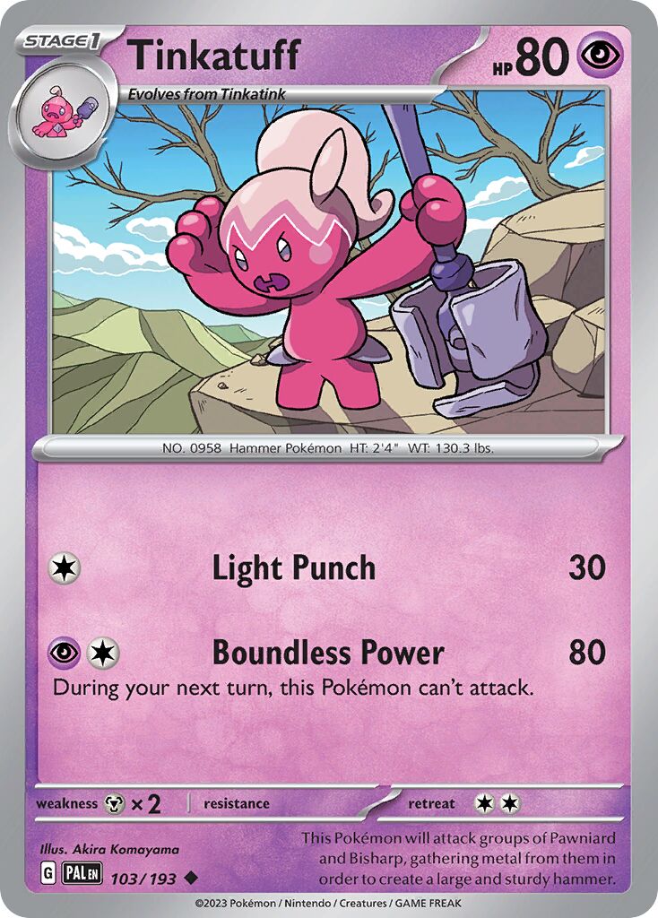 Tinkatuff 103/193 — Paldea Evolved (English Pokémon TCG card)