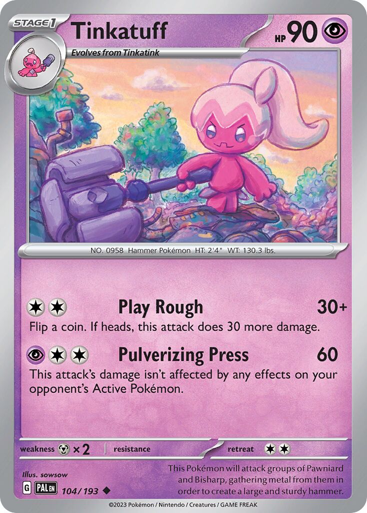 Tinkatuff 104/193 — Paldea Evolved (English Pokémon TCG card)