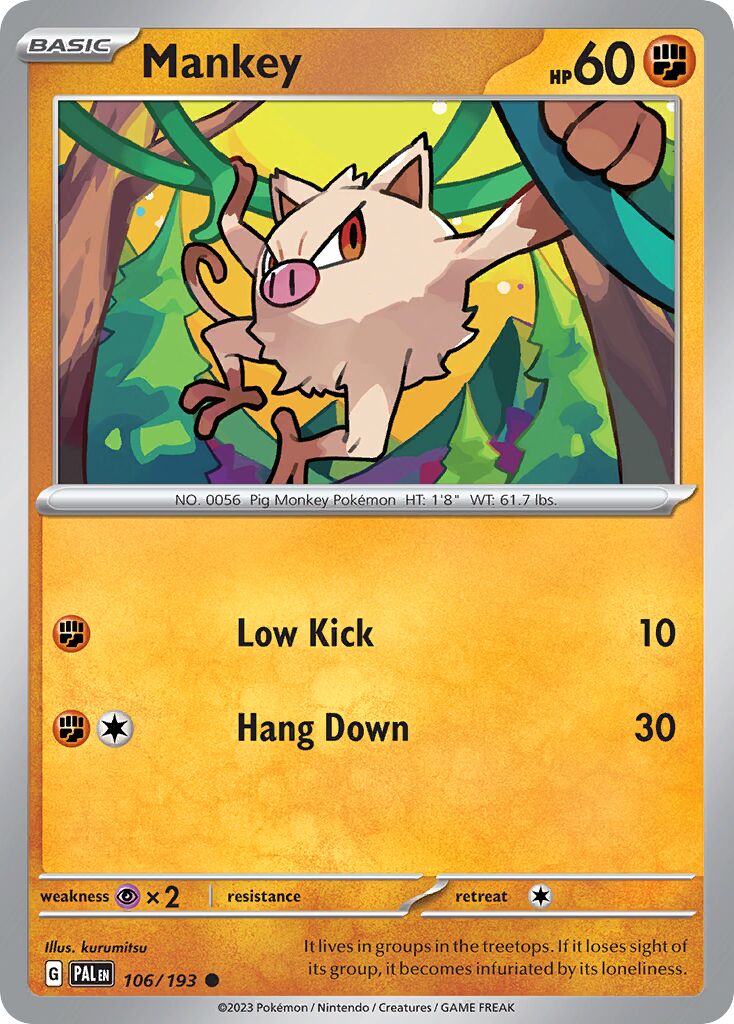 Mankey 106/193 — Paldea Evolved (English Pokémon TCG card)