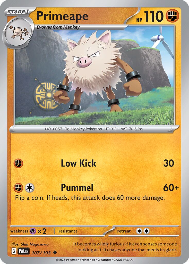 Primeape 107/193 — Paldea Evolved (English Pokémon TCG card)
