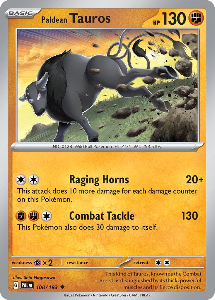 Paldean Tauros 108/193 — Paldea Evolved (English Pokémon TCG card)