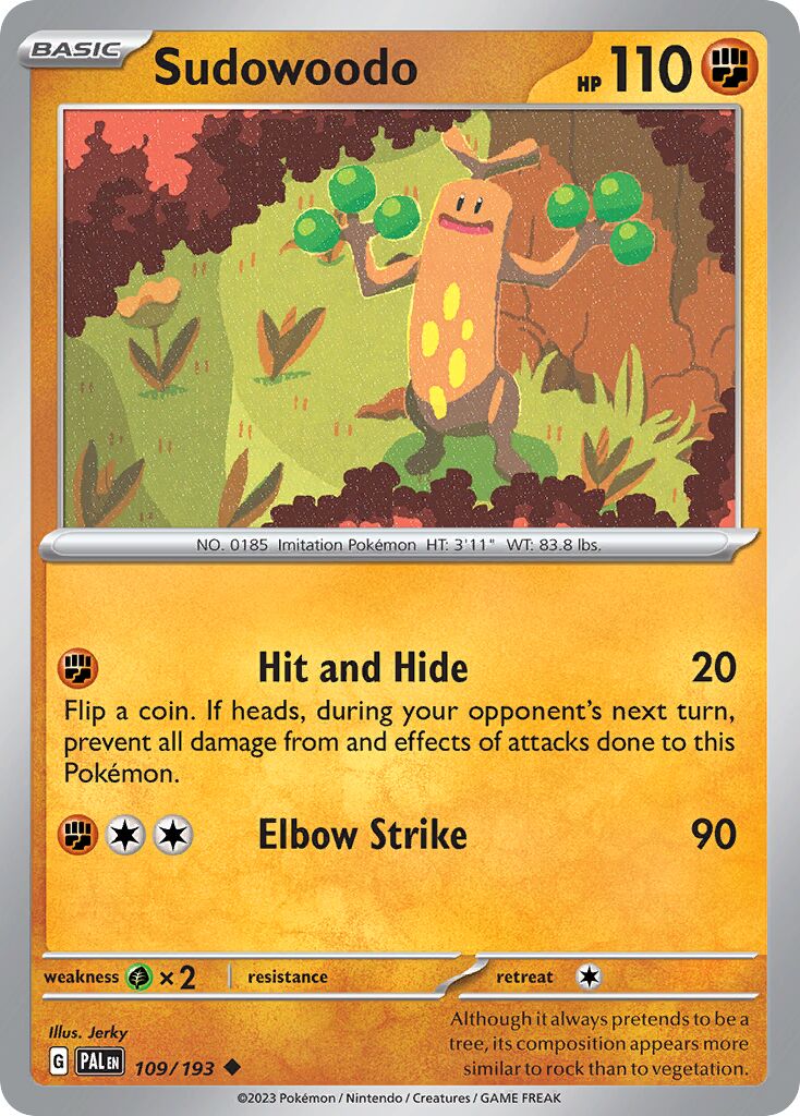 Sudowoodo 109/193 — Paldea Evolved (English Pokémon TCG card)