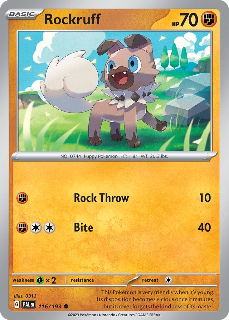 Rockruff 116/193 — Paldea Evolved (English Pokémon TCG card)