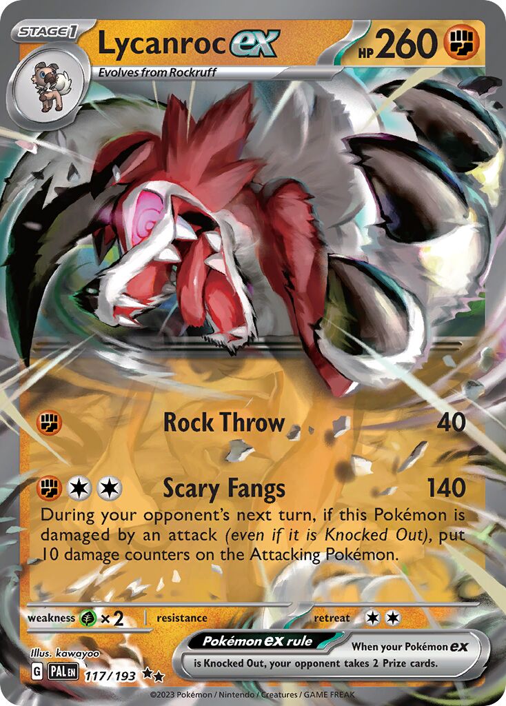 Lycanroc ex 117/193 — Paldea Evolved (English Pokémon TCG card)