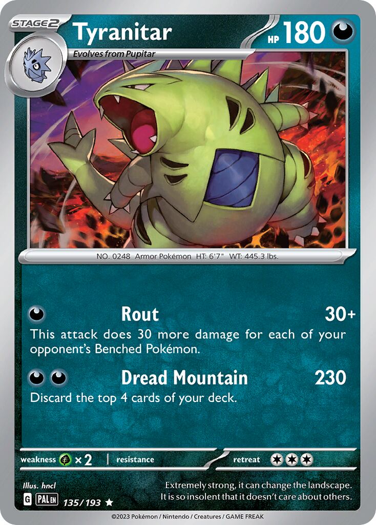 Tyranitar 135/193 — Paldea Evolved (English Pokémon TCG card)