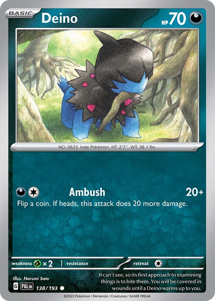 Deino 138/193 — Paldea Evolved (English Pokémon TCG card)