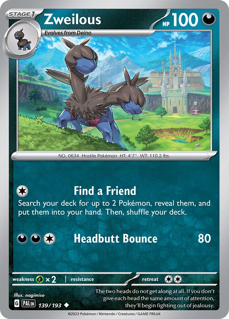 Zweilous 139/193 — Paldea Evolved (English Pokémon TCG card)
