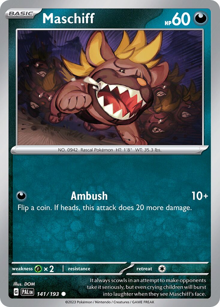 Maschiff 141/193 — Paldea Evolved (English Pokémon TCG card)