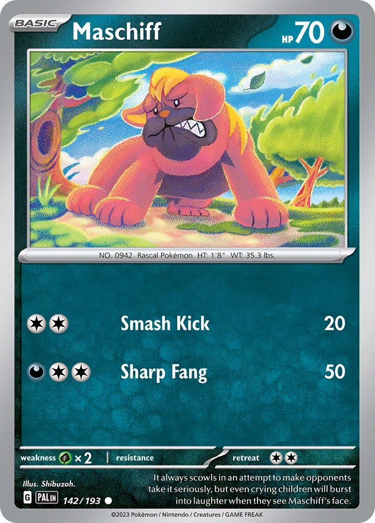 Maschiff 142/193 — Paldea Evolved (English Pokémon TCG card)