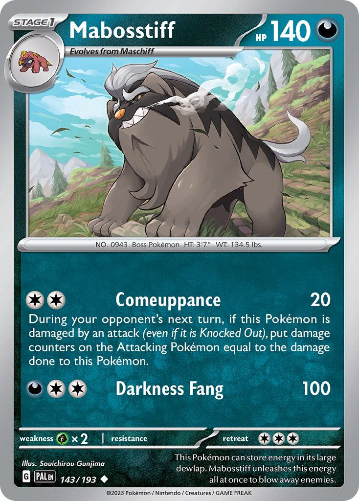 Mabosstiff 143/193 — Paldea Evolved (English Pokémon TCG card)