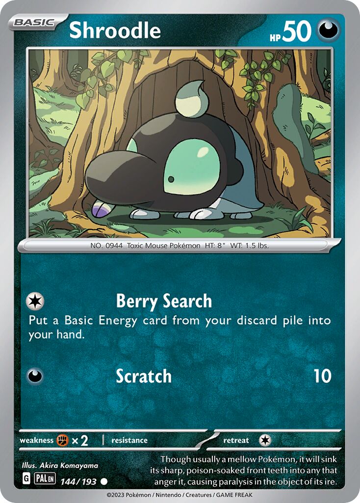 Shroodle 144/193 — Paldea Evolved (English Pokémon TCG card)