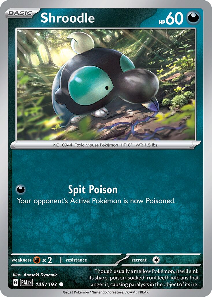 Shroodle 145/193 — Paldea Evolved (English Pokémon TCG card)