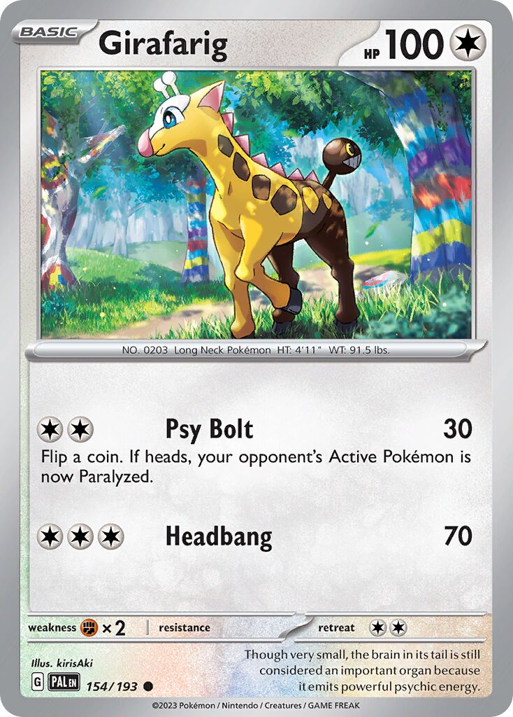 Girafarig 154/193 — Paldea Evolved (English Pokémon TCG card)