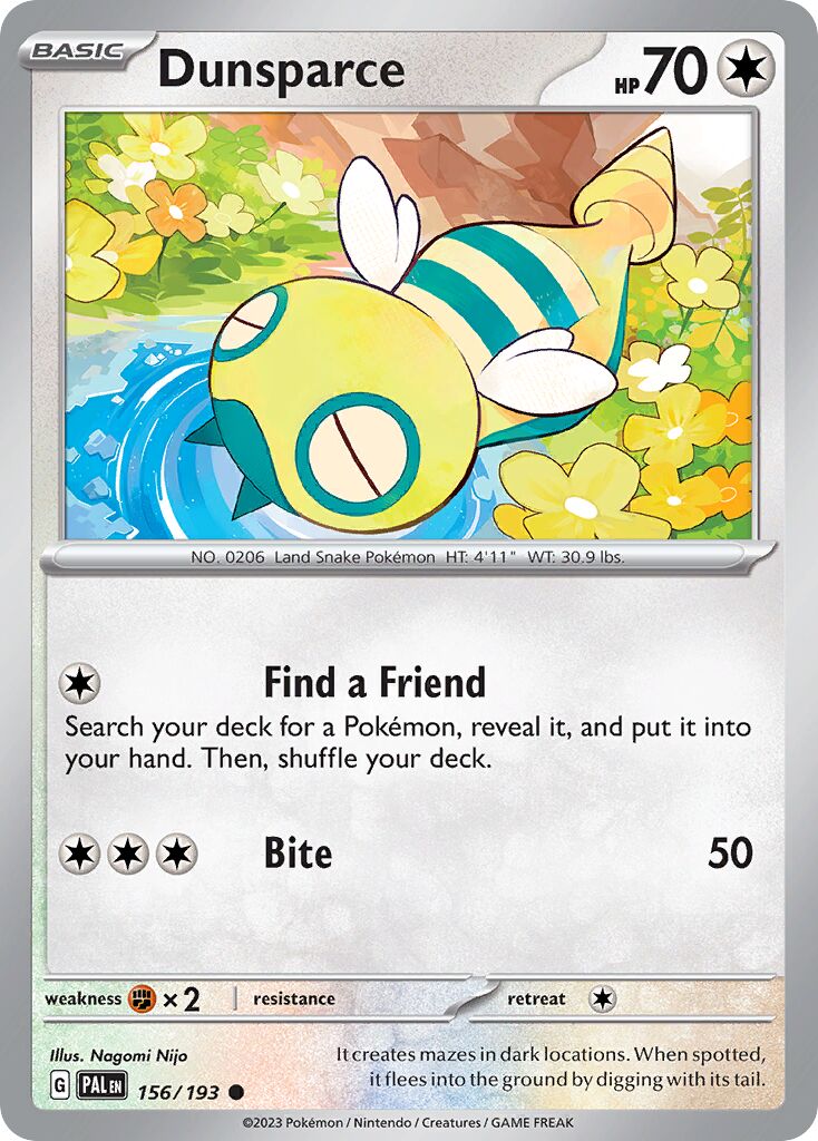 Dunsparce 156/193 — Paldea Evolved (English Pokémon TCG card)