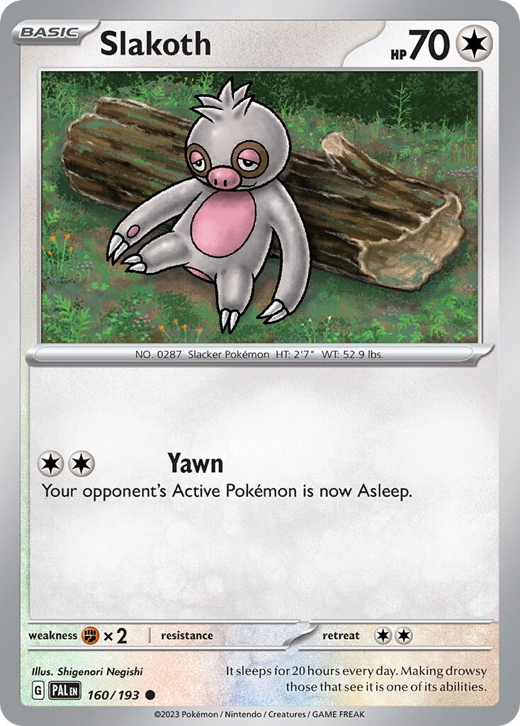 Slakoth 160/193 — Paldea Evolved (English Pokémon TCG card)