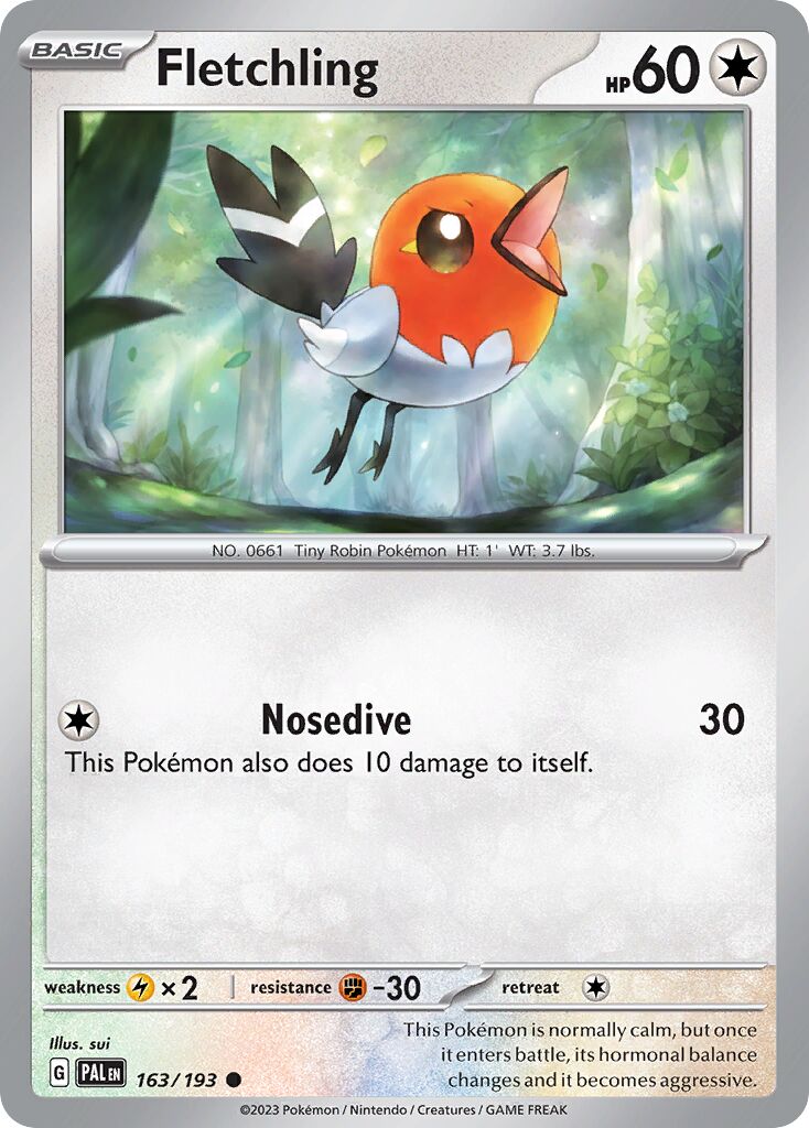 Fletchling 163/193 — Paldea Evolved (English Pokémon TCG card)