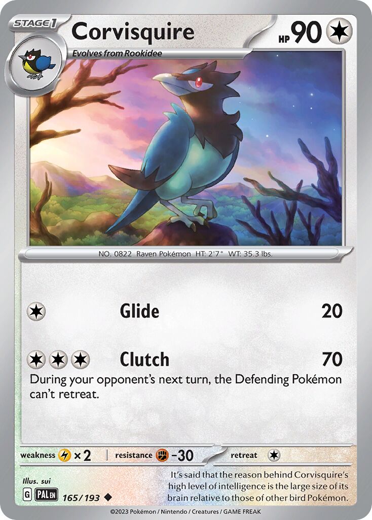 Corvisquire 165/193 — Paldea Evolved (English Pokémon TCG card)