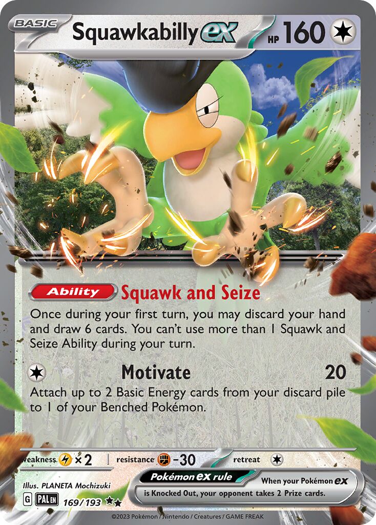Squawkabilly ex 169/193 — Paldea Evolved (English Pokémon TCG card)