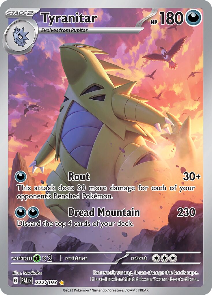 Tyranitar 222/193 — Paldea Evolved (English Pokémon TCG card)