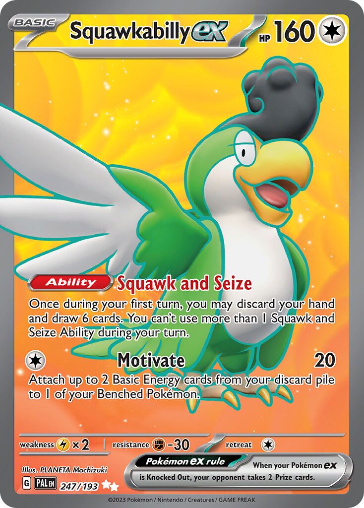 Squawkabilly ex 247/193 — Paldea Evolved (English Pokémon TCG card)