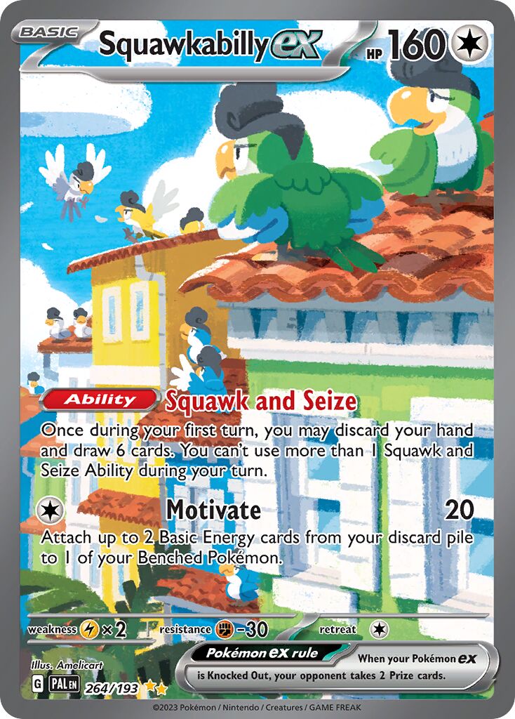 Squawkabilly ex 264/193 — Paldea Evolved (English Pokémon TCG card)