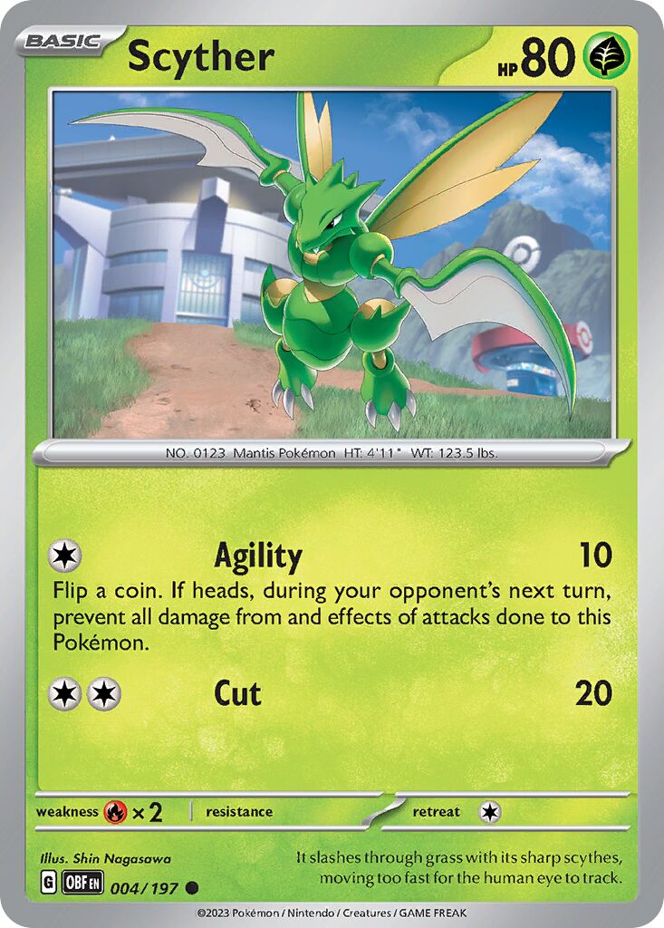 Scyther 004/197 — Obsidian Flames (English Pokémon TCG card)