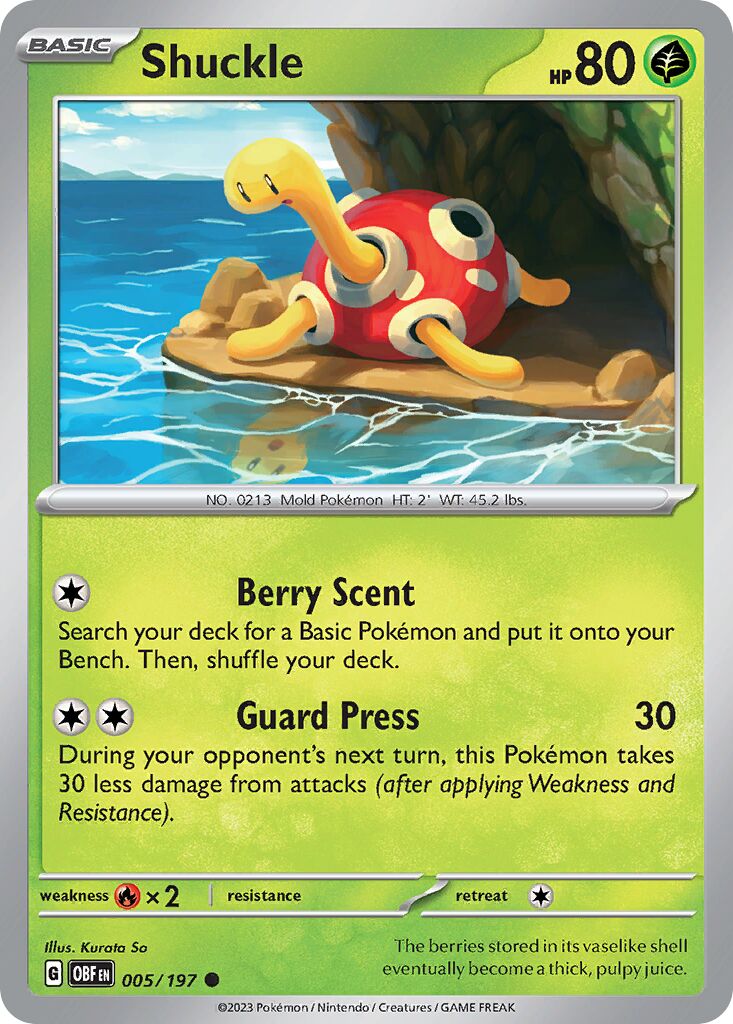 Shuckle 005/197 — Obsidian Flames (English Pokémon TCG card)