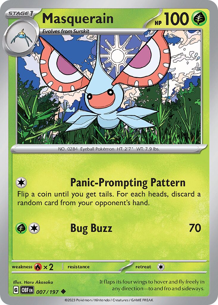 Masquerain 007/197 — Obsidian Flames (English Pokémon TCG card)