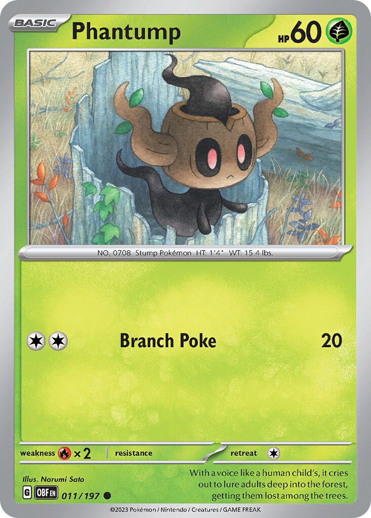 Phantump 011/197 — Obsidian Flames (English Pokémon TCG card)