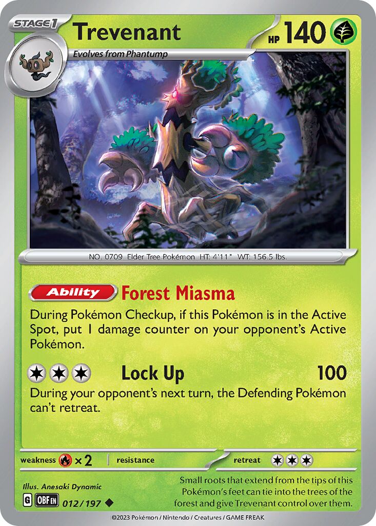 Trevenant 012/197 — Obsidian Flames (English Pokémon TCG card)