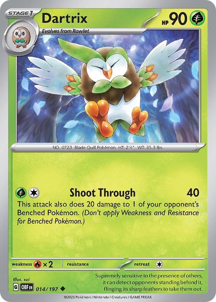 Dartrix 014/197 — Obsidian Flames (English Pokémon TCG card)