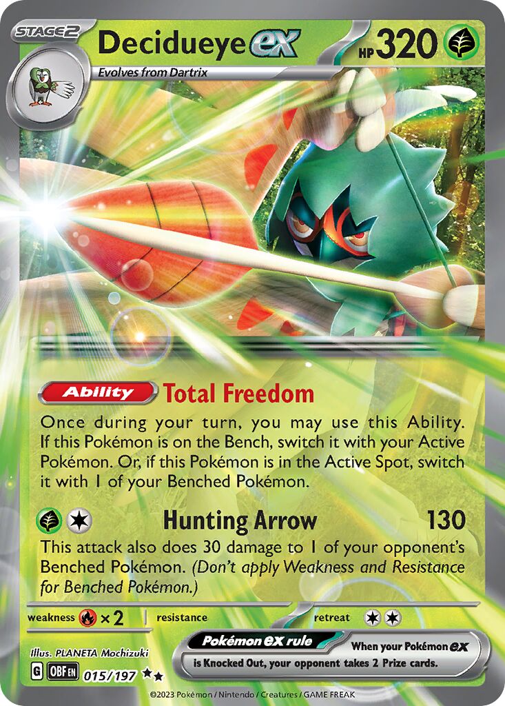 Decidueye ex 015/197 — Obsidian Flames (English Pokémon TCG card)