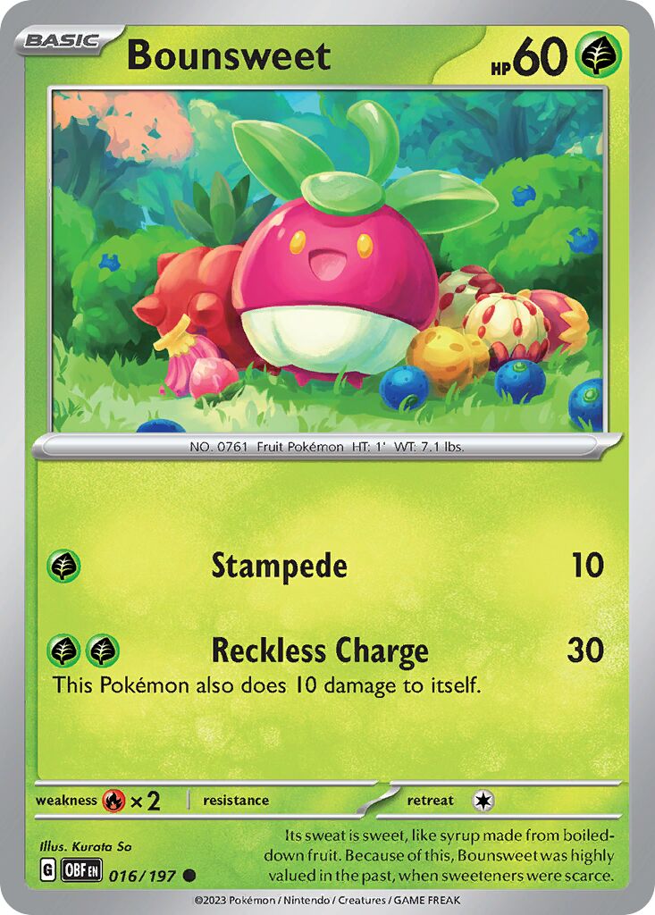 Bounsweet 016/197 — Obsidian Flames (English Pokémon TCG card)