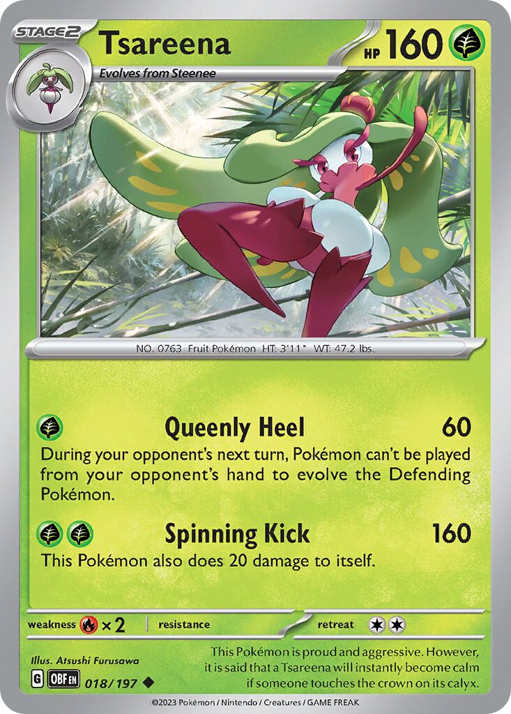 Tsareena 018/197 — Obsidian Flames (English Pokémon TCG card)