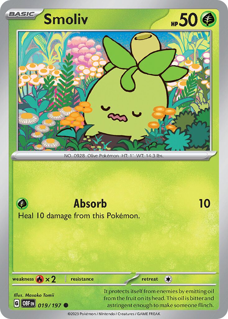 Smoliv 019/197 — Obsidian Flames (English Pokémon TCG card)