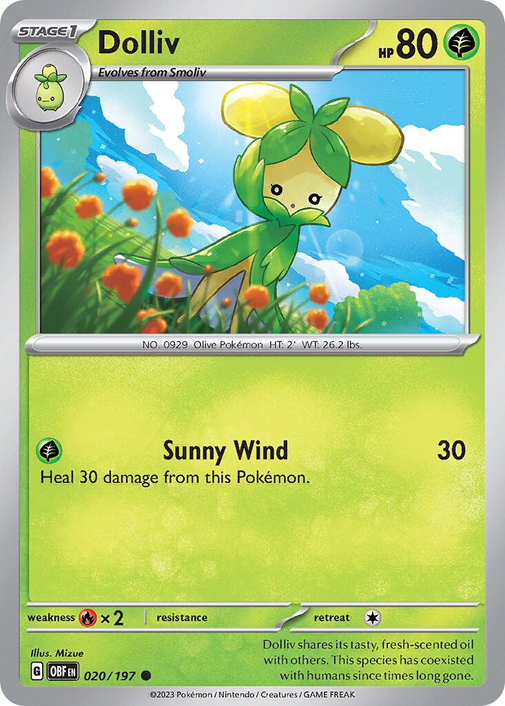 Dolliv 020/197 — Obsidian Flames (English Pokémon TCG card)