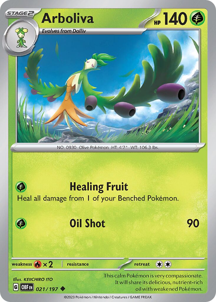 Arboliva 021/197 — Obsidian Flames (English Pokémon TCG card)